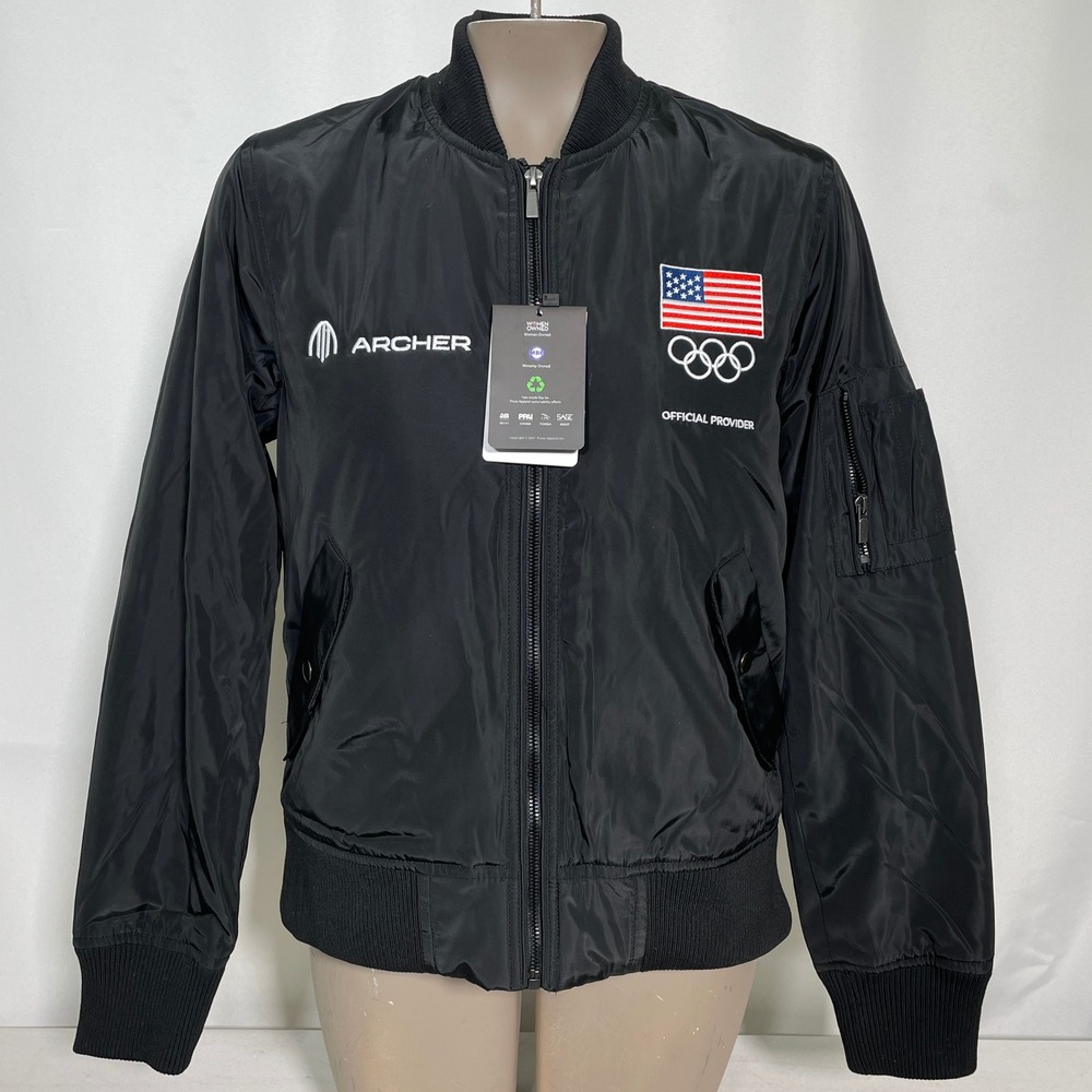 Team USA Olympic Fossa Apparel Wingover Black Bomber Jacket Women's SMALL NWT